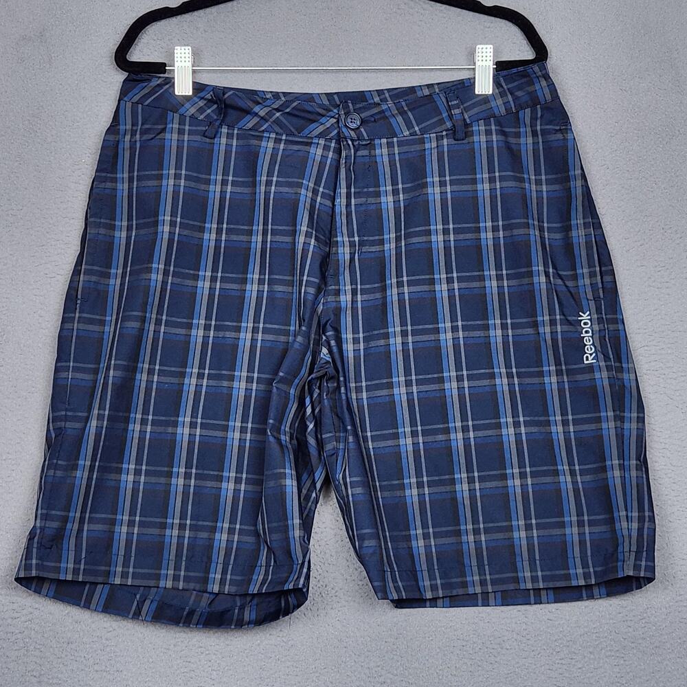 REEBOK Shorts Mens 34 Plaid Athletic Golf Training Lightweight Polyester